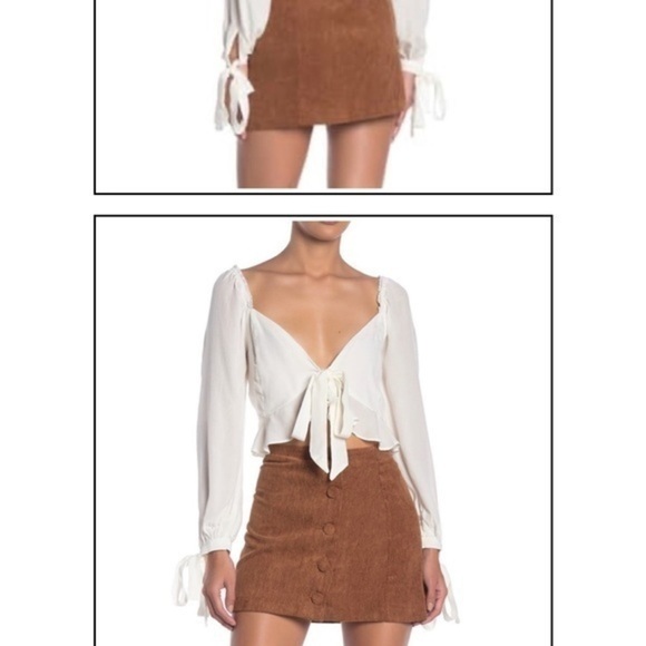 corduroy brown mini button down skirt - Picture 2 of 2